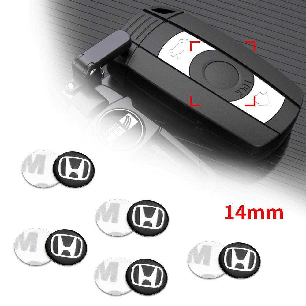 14mm 3D Badge Car Key Remote Control Emblem Stickers Decor Decal For Honda Civic CRV Odyssey Mugen Fit Accord Jazz Accessories CB0
