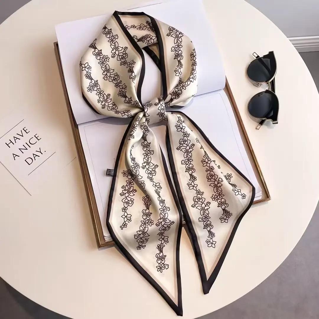 

Модный принт лента для волос шарф женский шейный галстук сумка шарфы атласный шелк узкие платки женские платки цветочные ленты 2025Новинка 13x145