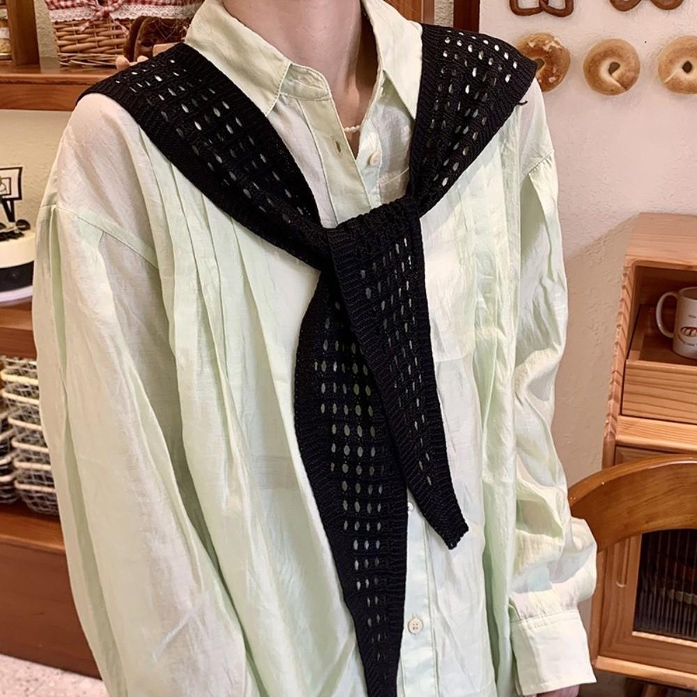 Cloak Knitted Shawl White Hip Scarf Simple Fake Collar  Female