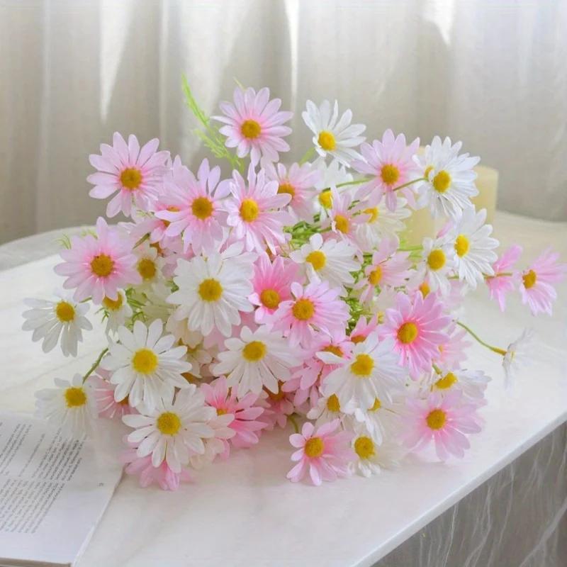 5 Pcs Small Daisy Simulation Chamomile Orchid Chrysanthemum Plastic Fake Flower Home Decoration Ornament Flower