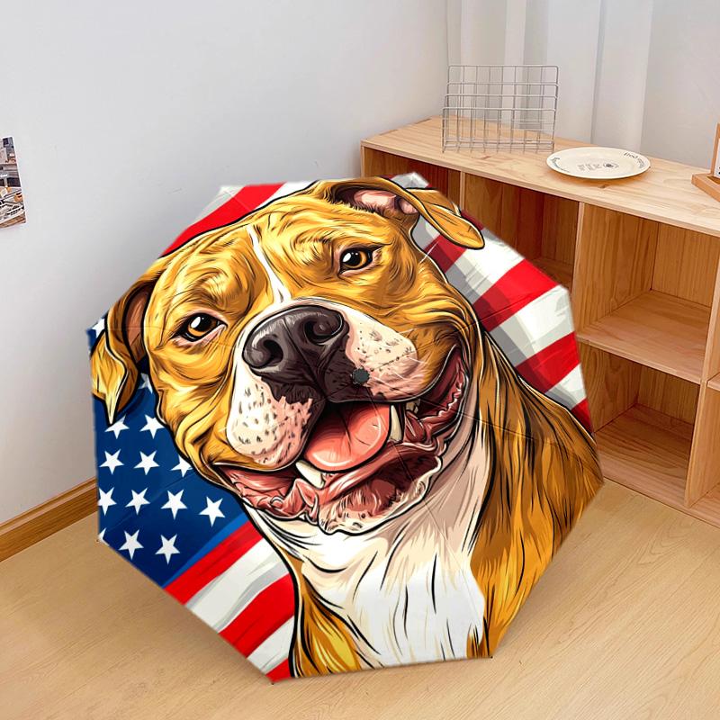 1 PC Automatic Folding Umbrella - Pitbull Dog Pattern, Portable & Foldable Design with 8 Ribs, Christmas Birthday Gifts