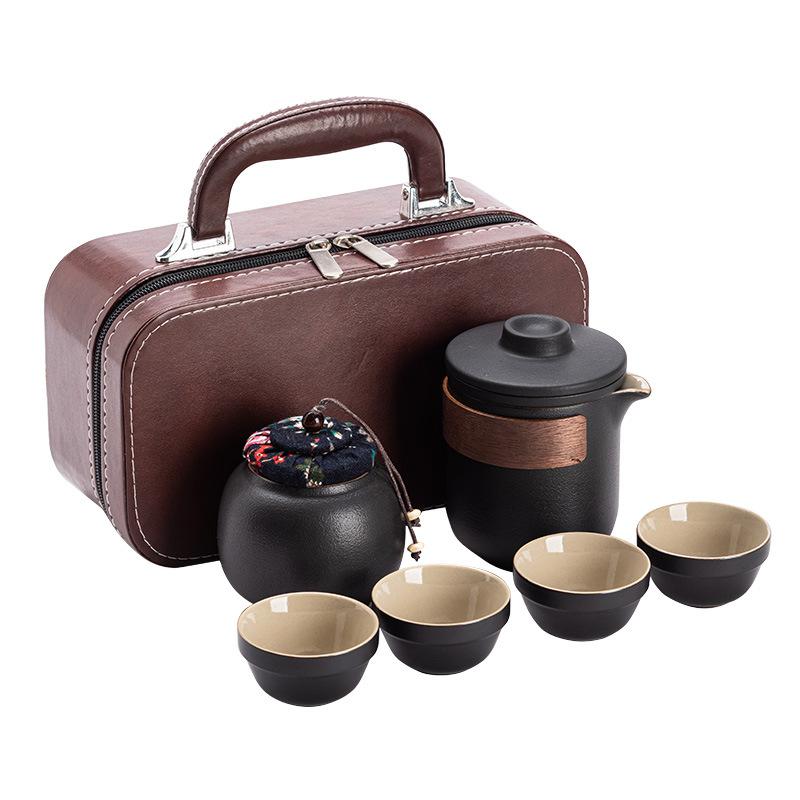 Travel Tea Set, Gift, High-end Ceramic Portable Outdoor Tea, One Pot of Four Cups, New Chinese Express Cup