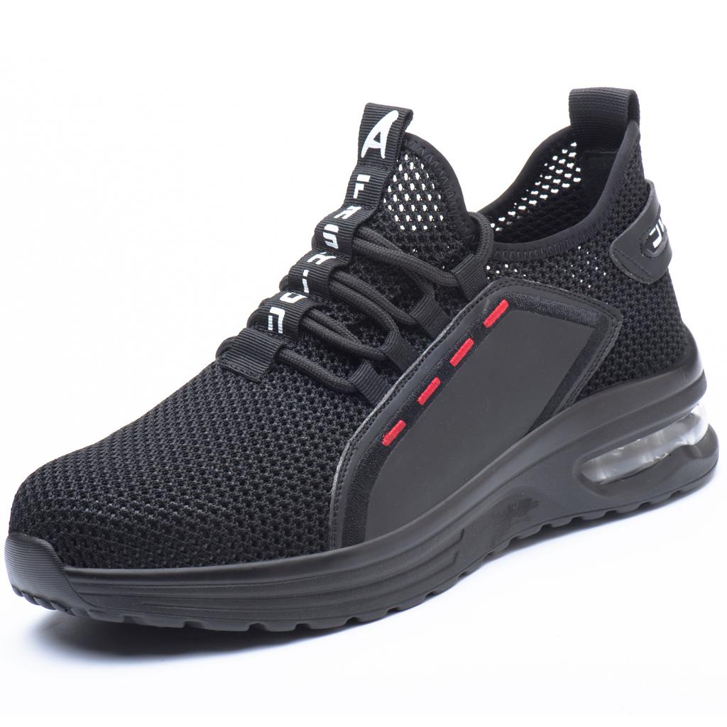 Men's Summer Mesh Safety Shoes Steel Toe Anti- Crush Breathable Lightweight Work Shoes Knitted Upper Kevlar Insertion Proof