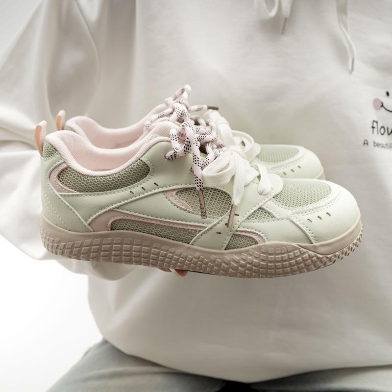 

Women s 2025 Summer Breathable Mesh White Sneakers - Campus Style Versatile Casual Shoes for Students 37 зелёный