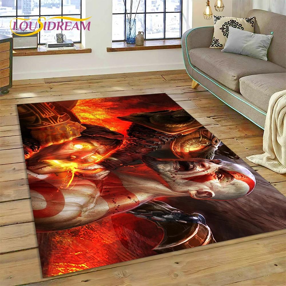 God of War Games Kratos Cartoon 3D Carpet Rug for Bedroom Living Room Home Sofa Decoration,Children Game Large Decor Floor Mat