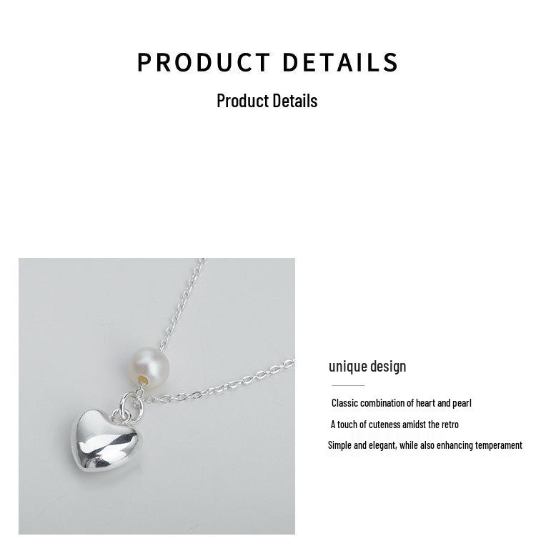 Korean Style Sweetheart Pearl Clavicle Necklace - Trendy Simple Peach Heart Design