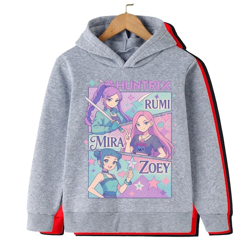 KPOP Devil Hunter Boy Girl Hoodie Street Sports Casual Trendy Harajuku Cartoon Children Autumn Winter Sweatshirt Clothing Top