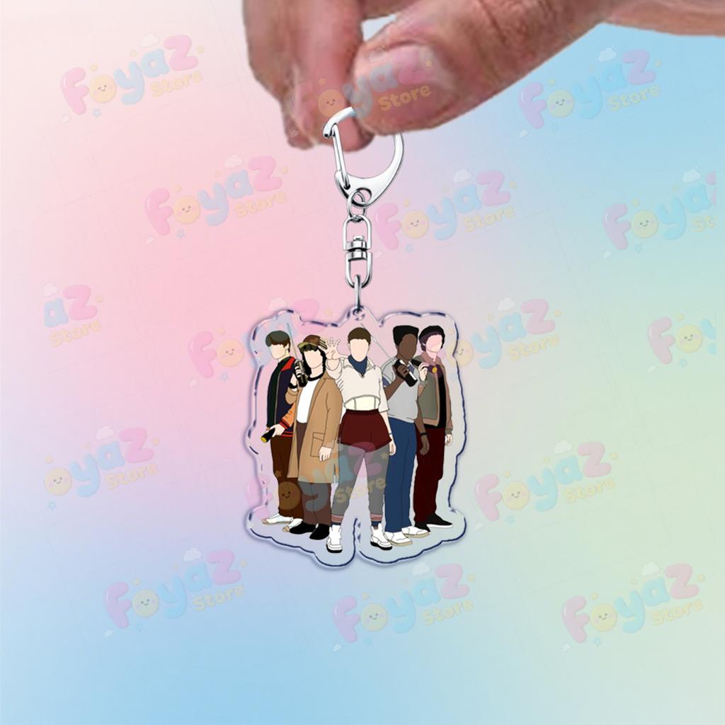 Tv Show Will Byers Keychain for Accessorie Bag Eleven Joyce Byers Art Hellfire Charm Keyrings Jewelry Friends Club Gifts