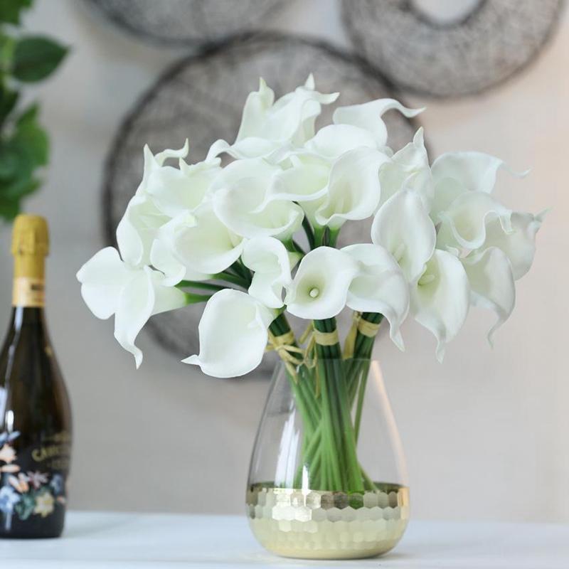 5Pcs PU Calla Lily Simulation Flowers for Home Decor Floral Arte Set Garden Wedding Decoration Bouquet DIY Vase Ornament