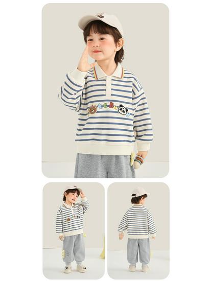 Kaka Panda Kids' Polo Neck Sweatshirt - Boys' and Girls' Spring & Autumn Top