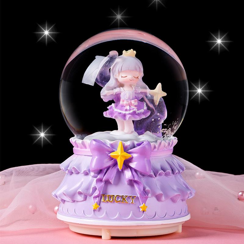 Boîte à musique boule de cristal Cœur de fille Artisanat Décoration de bureau Maison Bureau Décoration de Noël Anniversaire Mariage Boîte à musique Décoration Cadeau