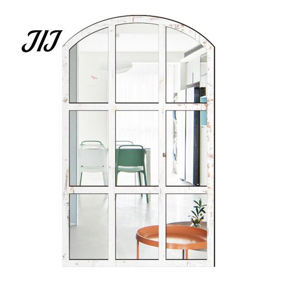Arched Wall Mirror Stickers Window Decor, Wooden Frame Acrylic Fake Mirror, Minimalist Arch Self-Adhesive Windowpane Sticker for Living Room