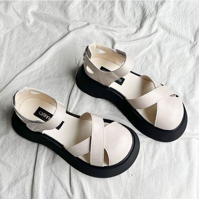 Thick-soled Bag Head Roman Sandals Women's Autumn New Thick-soled Hollow Soft-soled Non-slip Comfortable Pig Cage Shoes