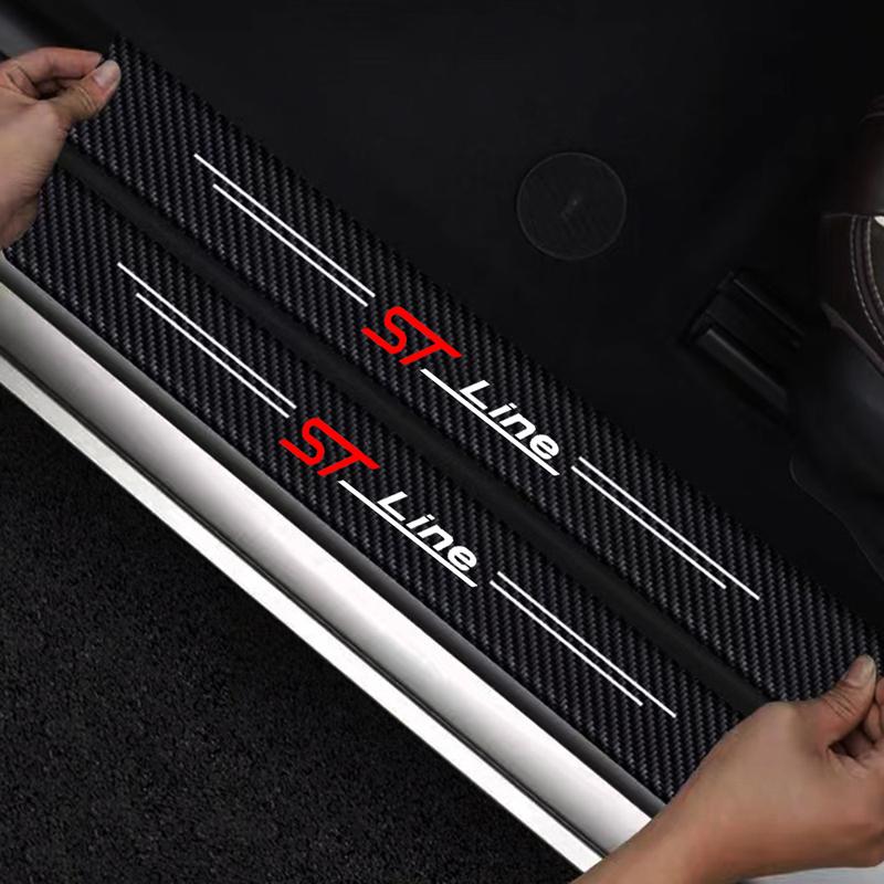 Car Door Sill Carbon Fiber Sticker Threshold Side Anti Scratch Waterproof Decal for Ford st line stline fiesta Car Styling