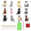 East Leaf Diamond Art Bead Art Keychain Kit, DIY Beginner's, 12-Piece Set, 5D Diamond Cat Design