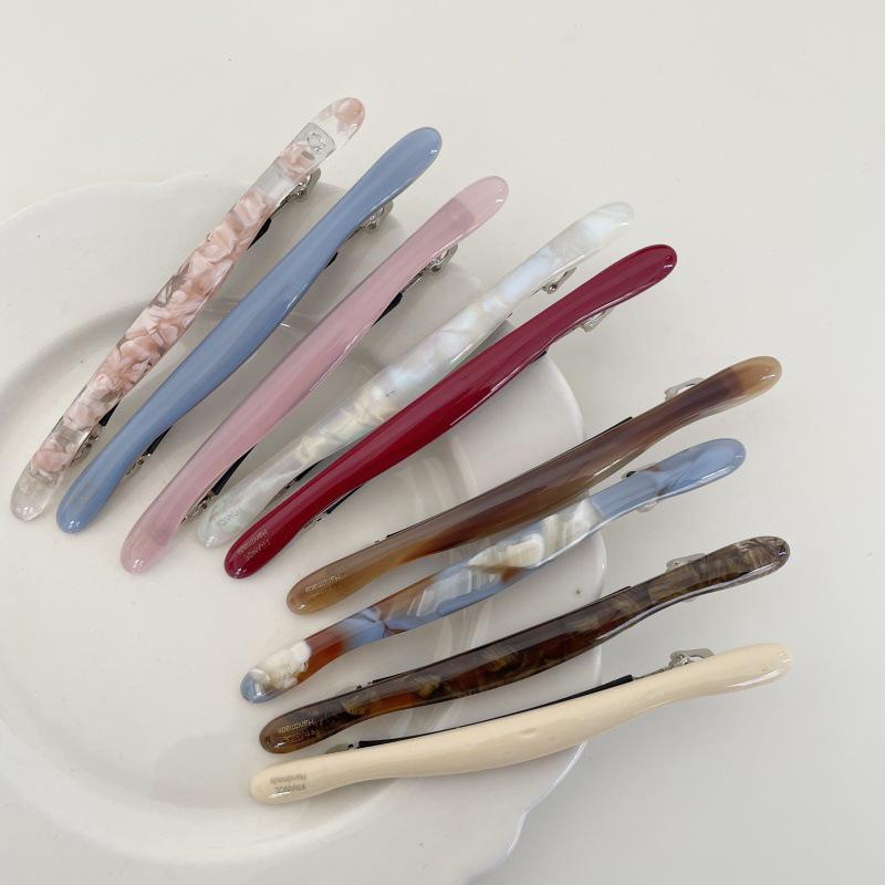 Korean Acetate One-Word Hair Clip: Elegant, Versatile Spring Hairpin for Women, 2025