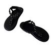 Grape mother Internet celebrity with the same sparkling rhinestone flat bottom rope knot versatile toe wearing flip-flops female beach wind