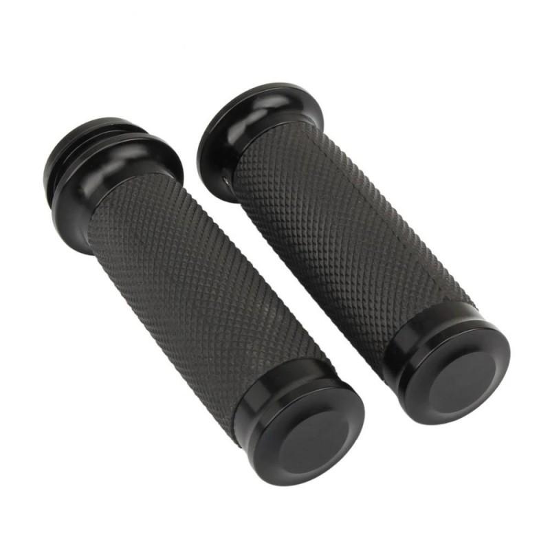 Harley-Davidson Style CNC Aluminum Handlebar Grips With Rubber Throttle Sleeve Classic Motorcycle Customization