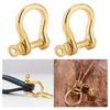 2 Set Anchor Shackle Pure Brass U Type Fob Key Ring Hook Golden Connection Buckle 10mm