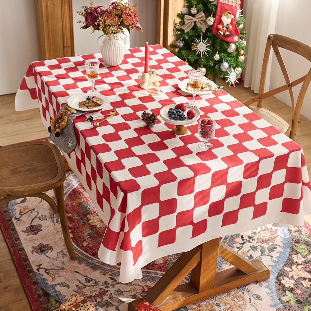 Festive Red Plaid Tablecloth for Christmas, New Year, & Weddings