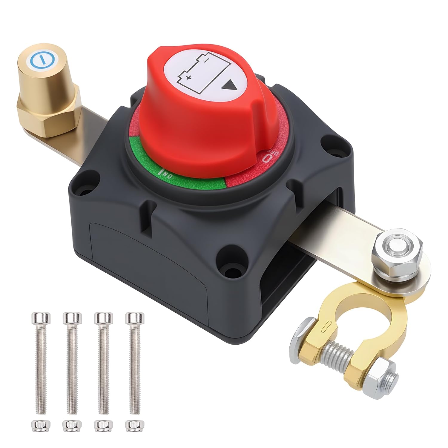 Top Post Battery Disconnect Switch, 250A 12-48V On/Off, Heavy-Duty Battery Disconnect Switch for Cars, Vehicles, RVs, and Boats