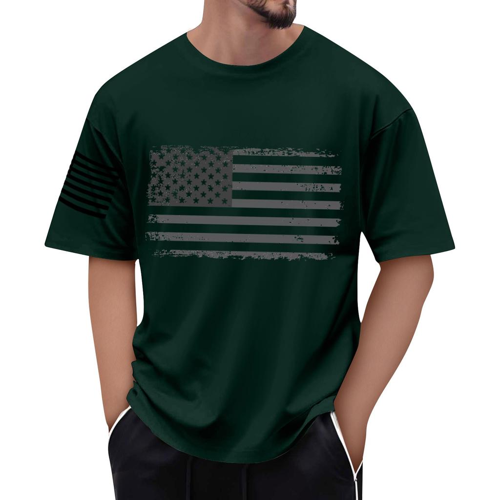 Men's Flag Printed T-Shirt Men's Loose Casual Short Sleeve Top
