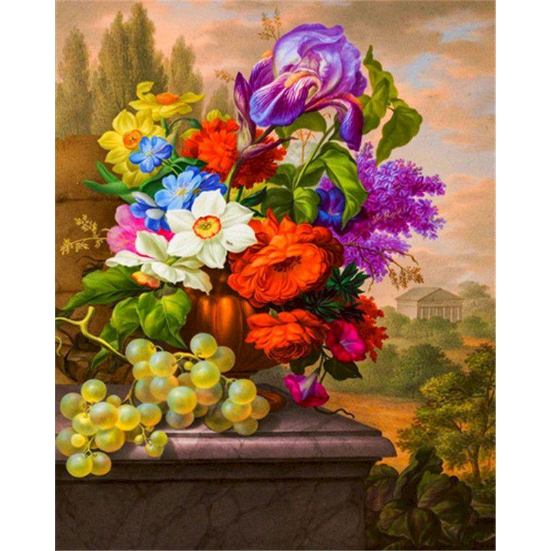 

CHENISTORYNO flower Picture Diy Painting By Numbers Kits Acrylic Canvas Painting Drawing Coloring By Numbers For Adults Diy Gift 20x30cm no frame