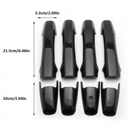 8Pcs Carbon Fiber Door Handle Cover Trim Fit For Honda Civic 2006-2011 8th Gen