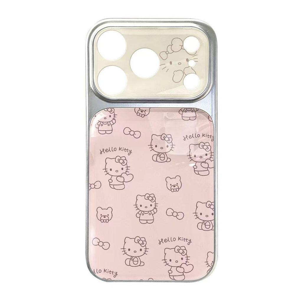 Pink Hello Kitty Electroplated Double Layer Silicone Phone Case for iPhone 16 Pro Max and Apple 17