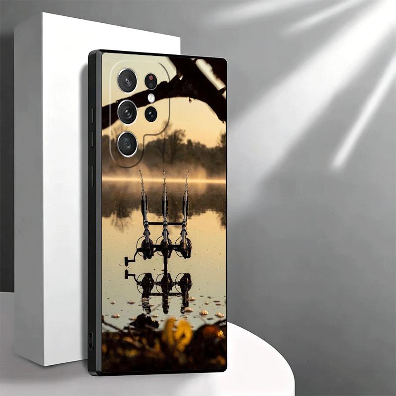 Carp Fish Fishing Rod Soft Phone Case for Samsung Galaxy S26 S25 Edge S24 Ultra S23 Plus S22 S21 FE S20 Black Cover Back Shell