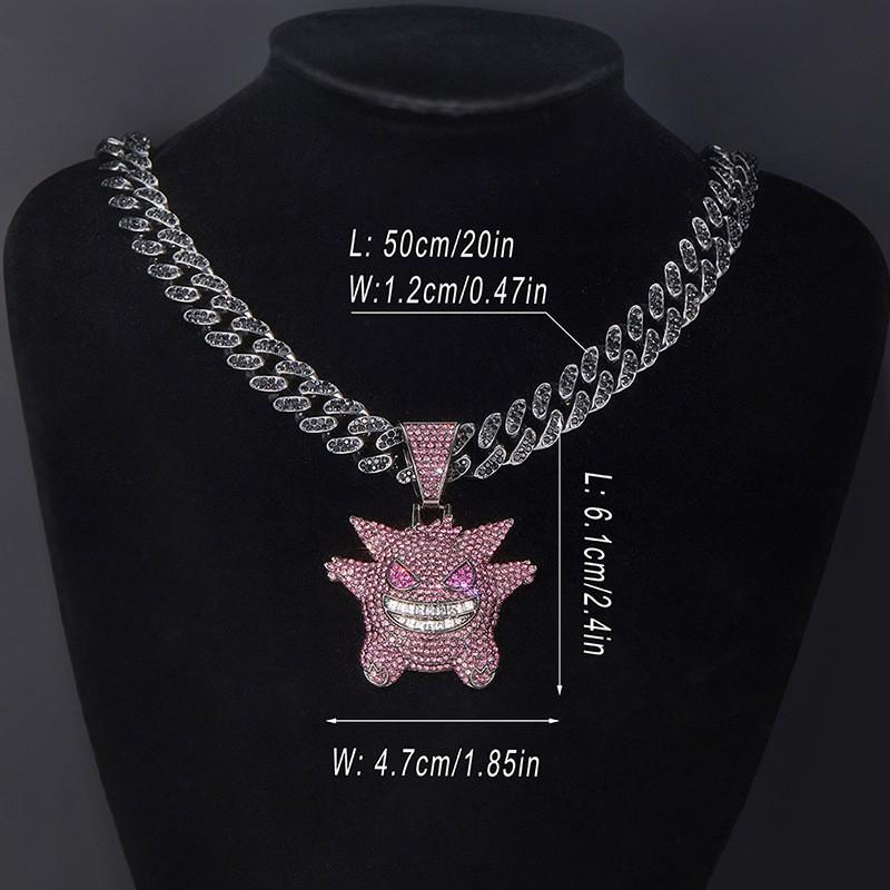 Εξαιρετικό Hip Hop Κουβανικό Αλυσίδα Gengar Κολιέ: Σχεδιασμός Μικρού Ξωτικού με Πλήρη Διαμάντια