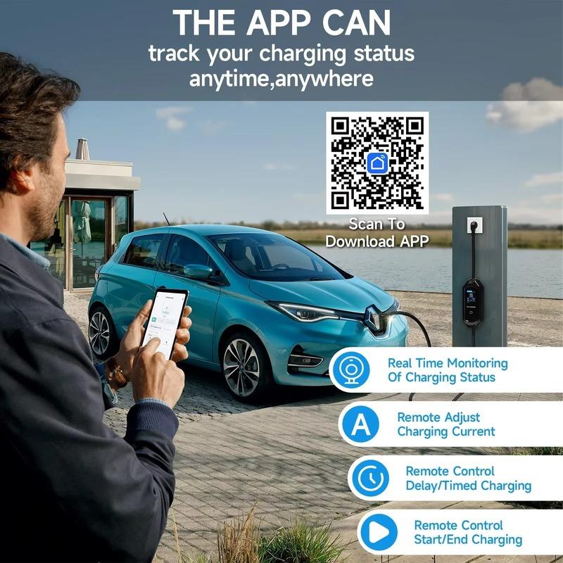 3.5KW Portable EV Charger for Tesla Model 3/X/Y/S 7KW Electric Car Charger NACS Fast Charging Cable WiFi APP Bluetooth Control