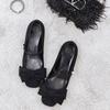 Sheepskin~ French bow leather shoes Mary Jane shoes women's beautiful versatile small heels thick heel single shoes ladyshoes