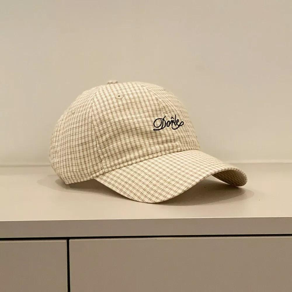 Breathable Baseball Cap Plaid Embroidery Sun Hat Fashion Peaked Cap