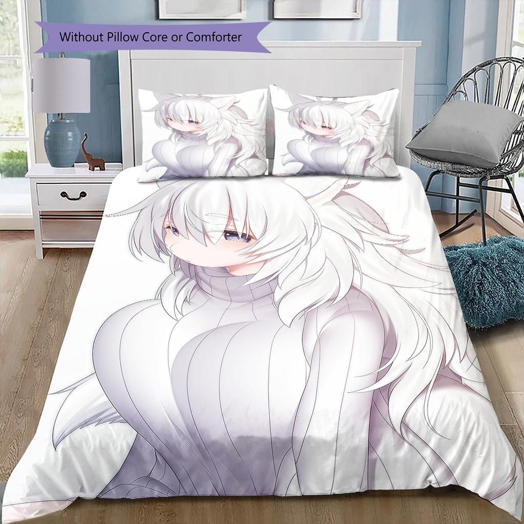 Sada povlečení s anime vzorem, přikrývka a povlak na polštář, bytová dekorace, dárek k narozeninám (1 * povlak na peřinu + 2 * povlak na polštář, bez jádra)