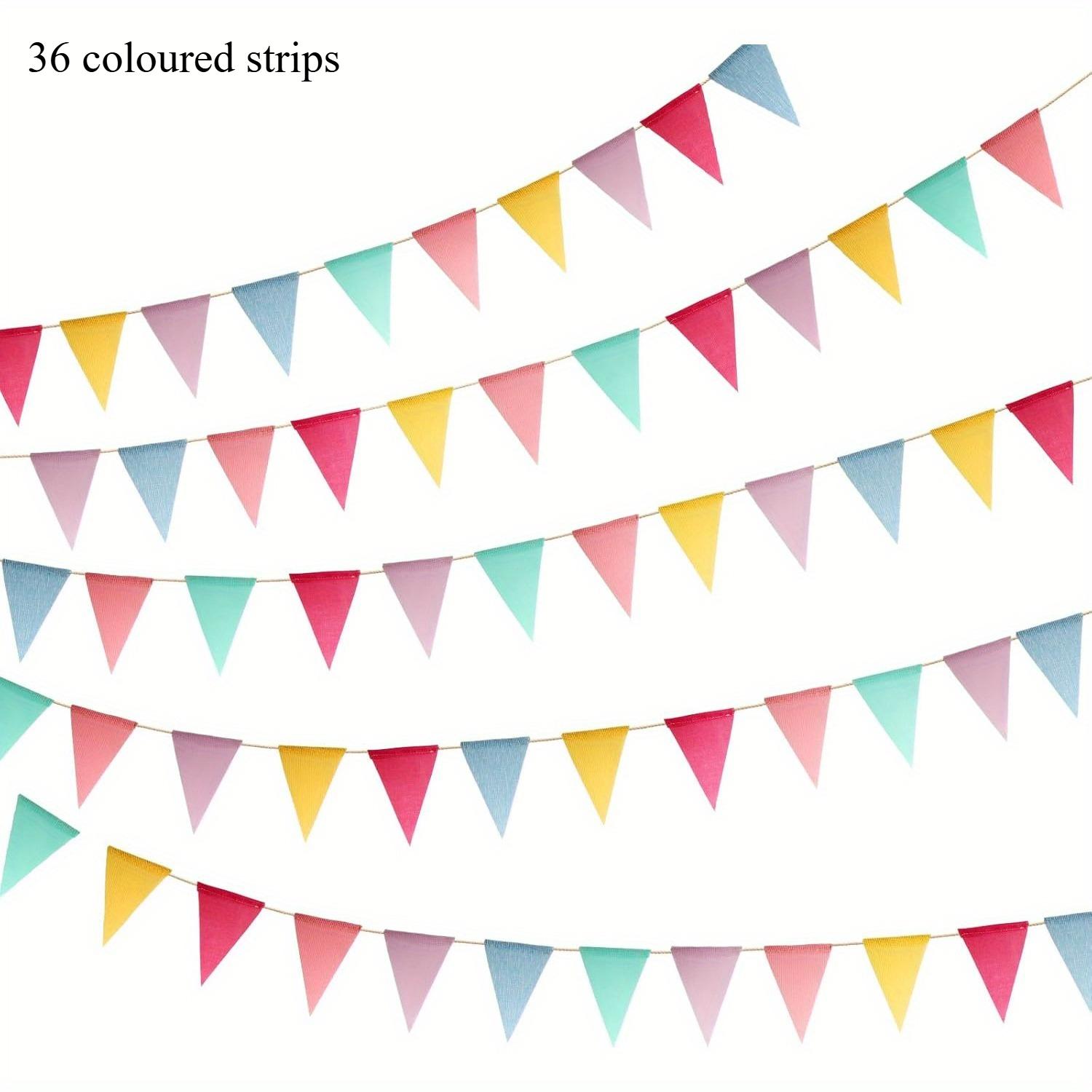 

Colorful Linen Triangle Banner - Birthday, Wedding,Party Decoration, Home Decoration, Mixed Colors with Yellow Hemp Rope Hanging