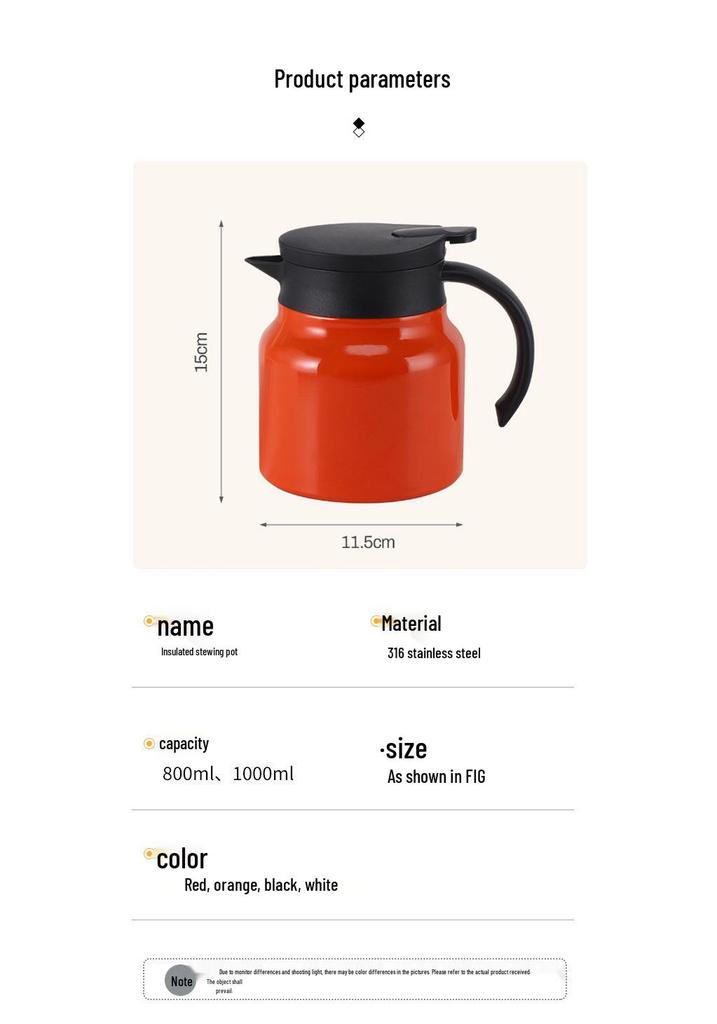 316 Stainless Steel Tea and Water Separation Insulated Pot - Large Capacity Stewed Tea Pot for Home or Office.