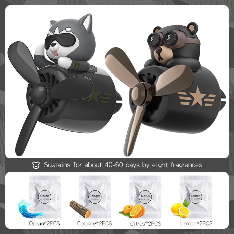 1SET/2PCS Pilots Car Air Fresheners Bear Dog Vent Clip Perfume Accessories Decoration Scent Fragrance Diffuser Airplane Ornament