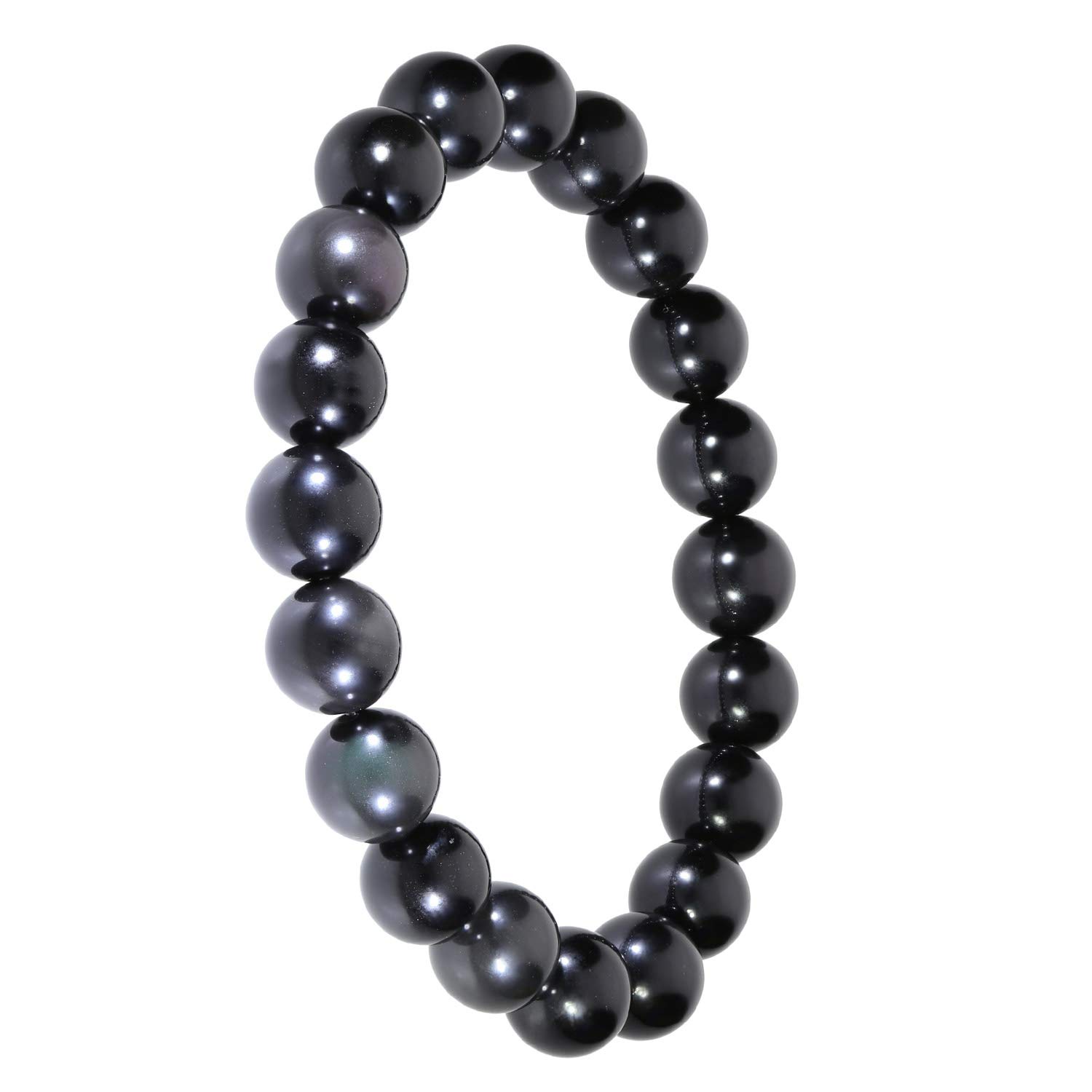 

Gin no 10mm Obsidian Bead Approximately 19cm Long LL Obsidian Natural Stone Prayer Power Simple [Shinjuku Kura] Bracelet, (Men s L, Women s Size), чорний