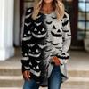 Women's Halloween Printed Pullover Top Loose Fit Neck Long Sleeve T-Shirt