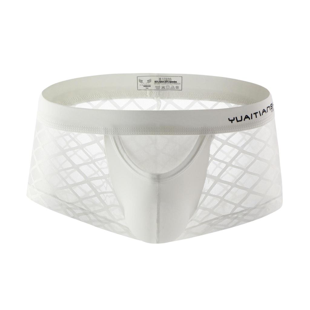 Spot Plus Size Men's Breathable Lace Mid-Waist Boxer Briefs