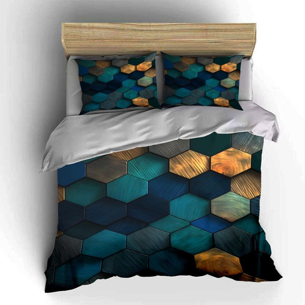 Hexagonal Geometric Bedding Set Bedding Duvet Cover Set Duvet Cover Pillowcases (1 * Duvet Cover 2 * Pillowcases, Without Duvet Insert)