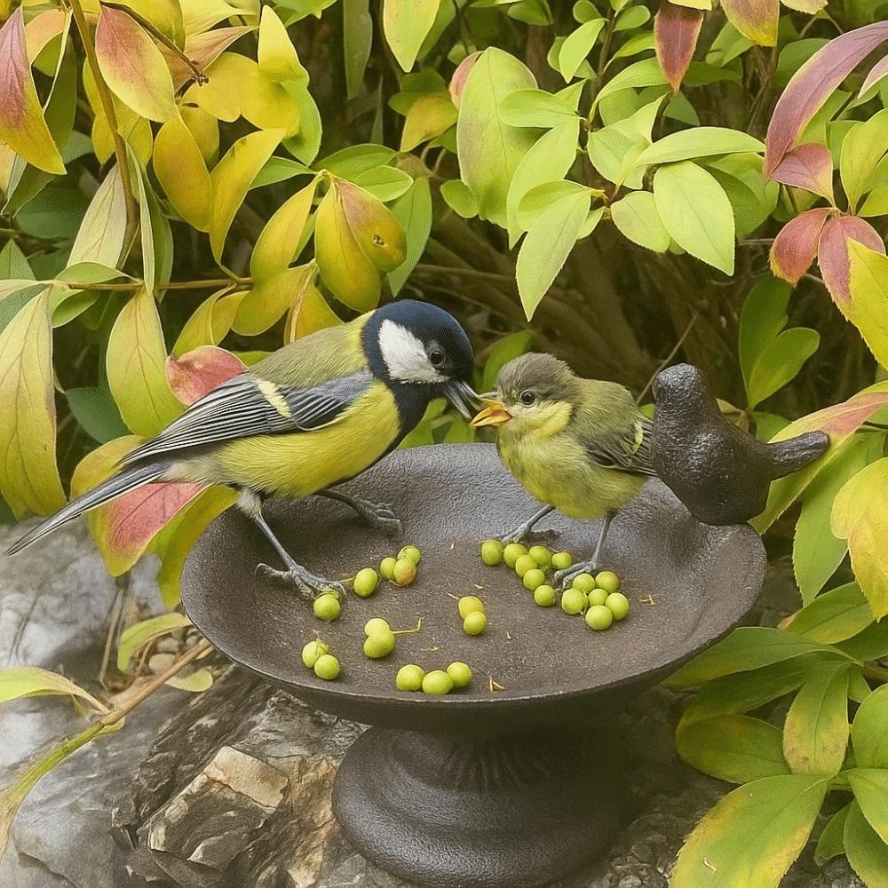 Cast Iron Petal Bird Feeder Basin Nostalgic Bird Food Dispenser Art Statue  Outdoor