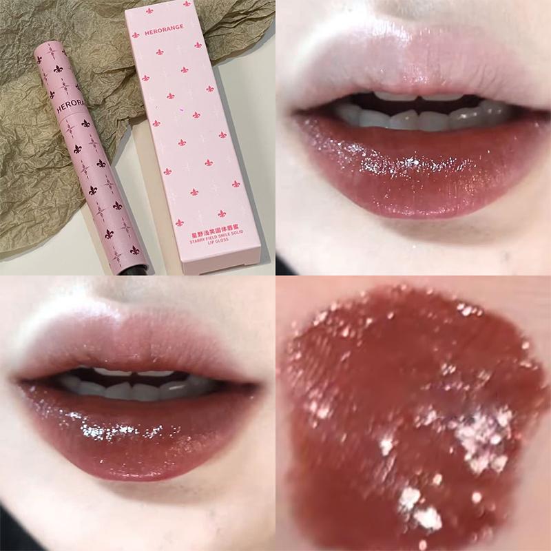 

Herorange Shimmer Lip Jelly Pen Moisturizing Mirror Water Light Solid Lip Gloss Film-Forming Non-Fading Gloss Lipstick