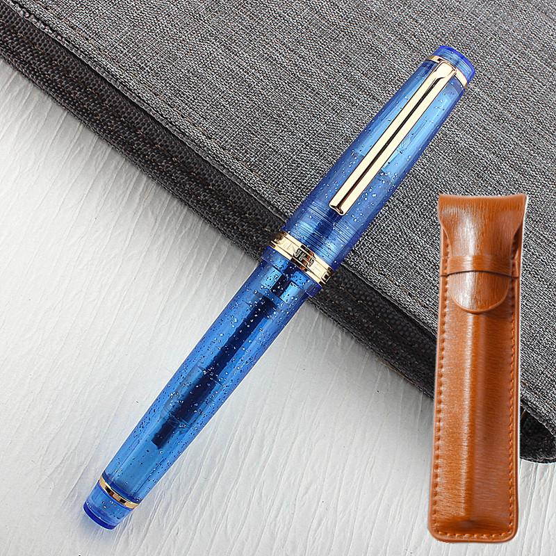 JinHao 82 Fountain Pen Transparent Fluorescent Blue Ink Pen EF F M Nib Business Stationery Office School Supplies Pens