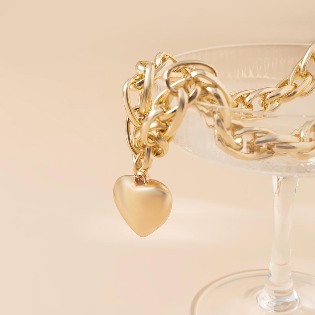 Ingemark Vysoce kvalitní Punkový Náhrdelník s velkým přívěskem Srdce Dámský Módní Výrazný Robustní Těžký Řetěz Grunge Zirkon Steampunk Pánský