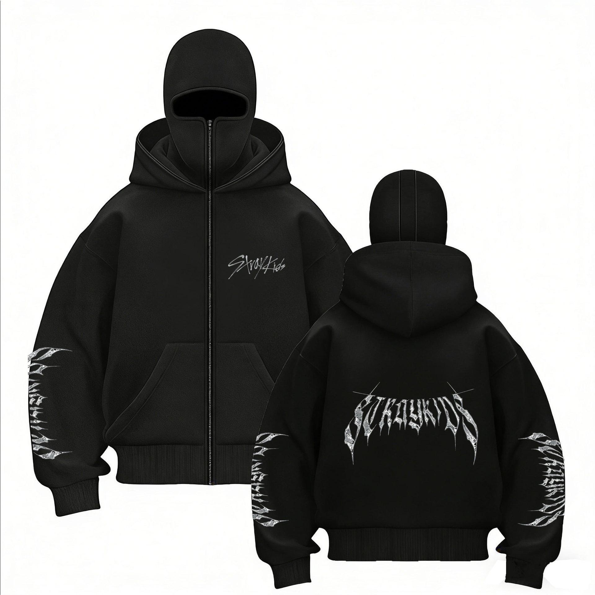 

Світшот на блискавці з принтом-комбінацією StrayKids, Новий, З подвійним капюшоном, Пуловер на блискавці, Чоловіча та жіноча куртка-світшот S