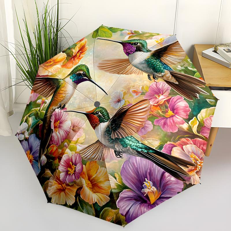 Hummingbird Automatic Folding Umbrella Compact & Lightweight for Outdoor Adventures Daily Use Birthday Christmas Travel Umbrella Durable 8 Bone Design