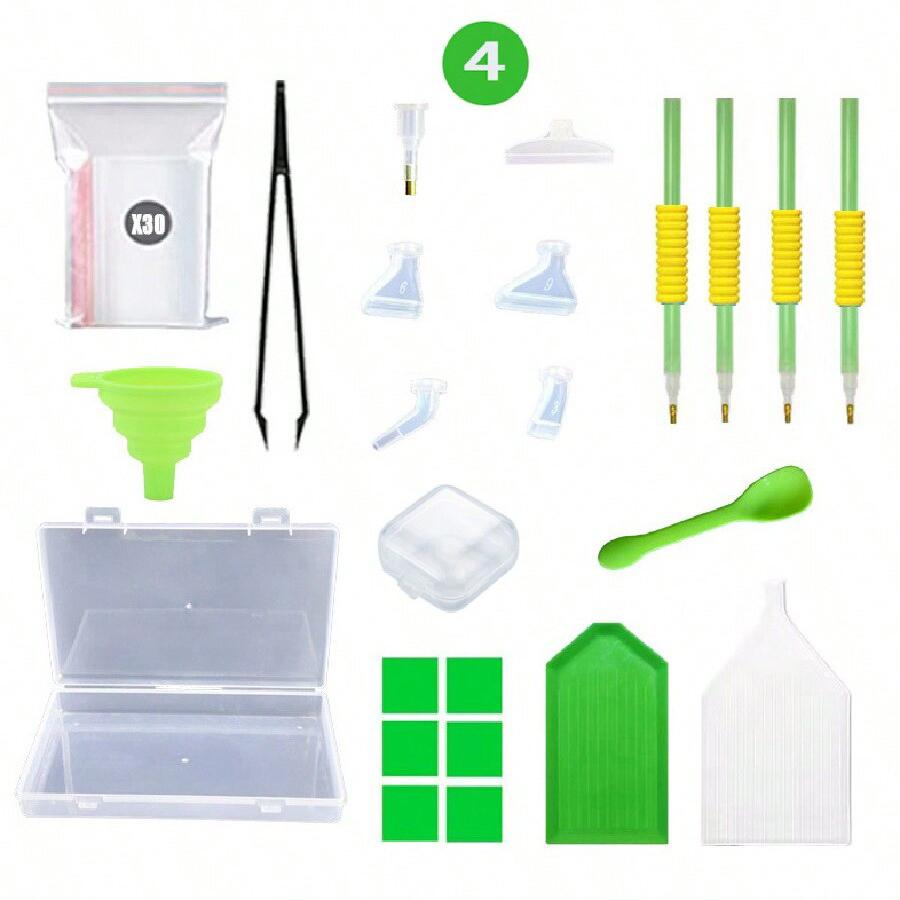 

1 набор инструментов и аксессуаров для 5D алмазной живописи с несколькими вариантами цветов - Товары для рукоделия и мозаичного искусства зелёный