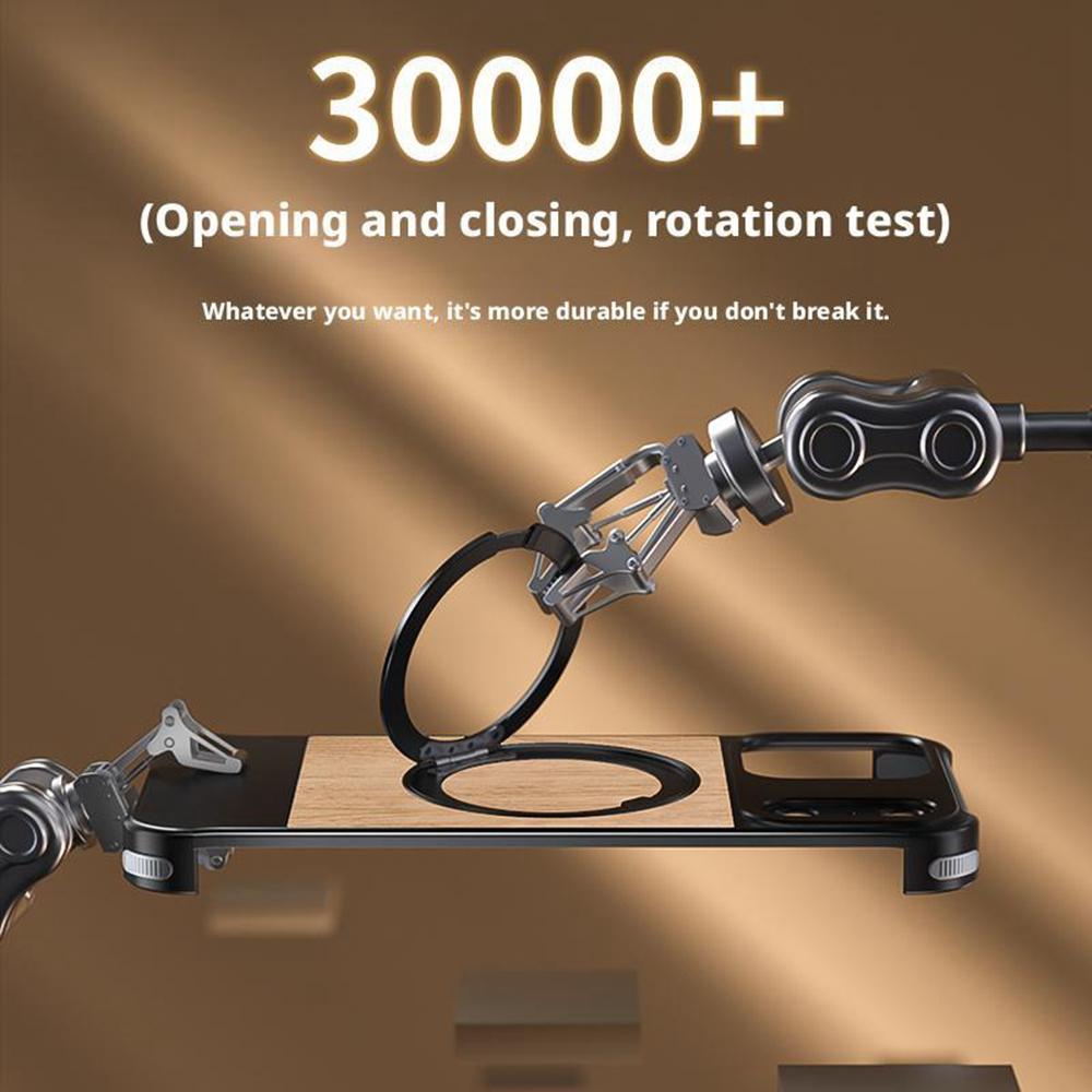 For iPhone 16 Pro Max Magnetic Case Borderless Walnut + Metal Kickstand Phone Cover